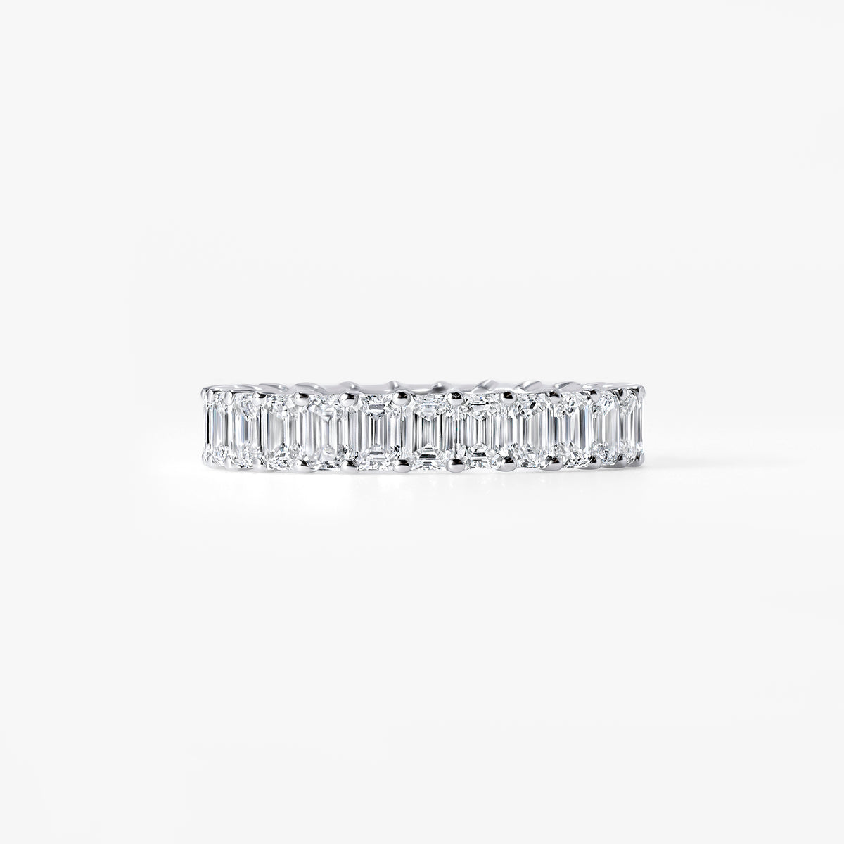 Emerald Cut Diamond Petite Shared Prong Eternity Band