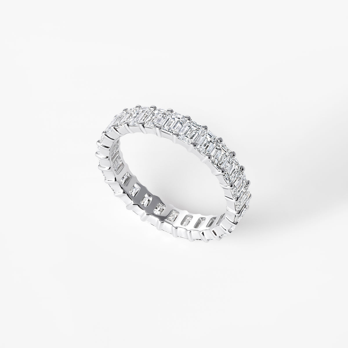 Emerald Cut Diamond Petite Shared Prong Eternity Band