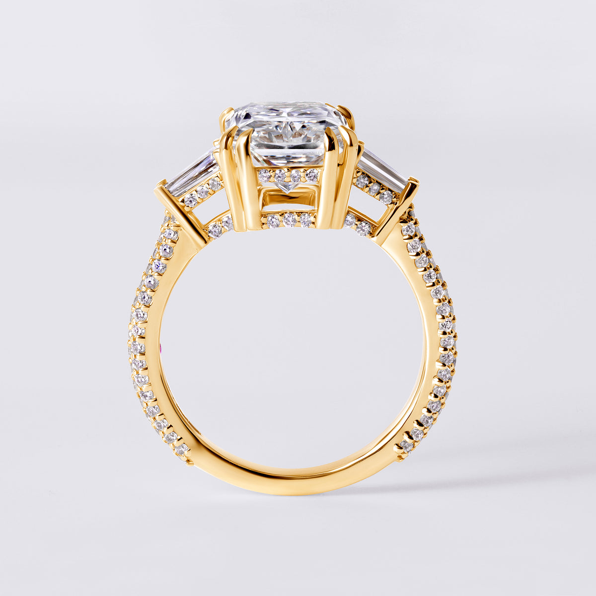 Bespoke Radiant (4.05ct) with Baguettes & Pave, Yellow Gold