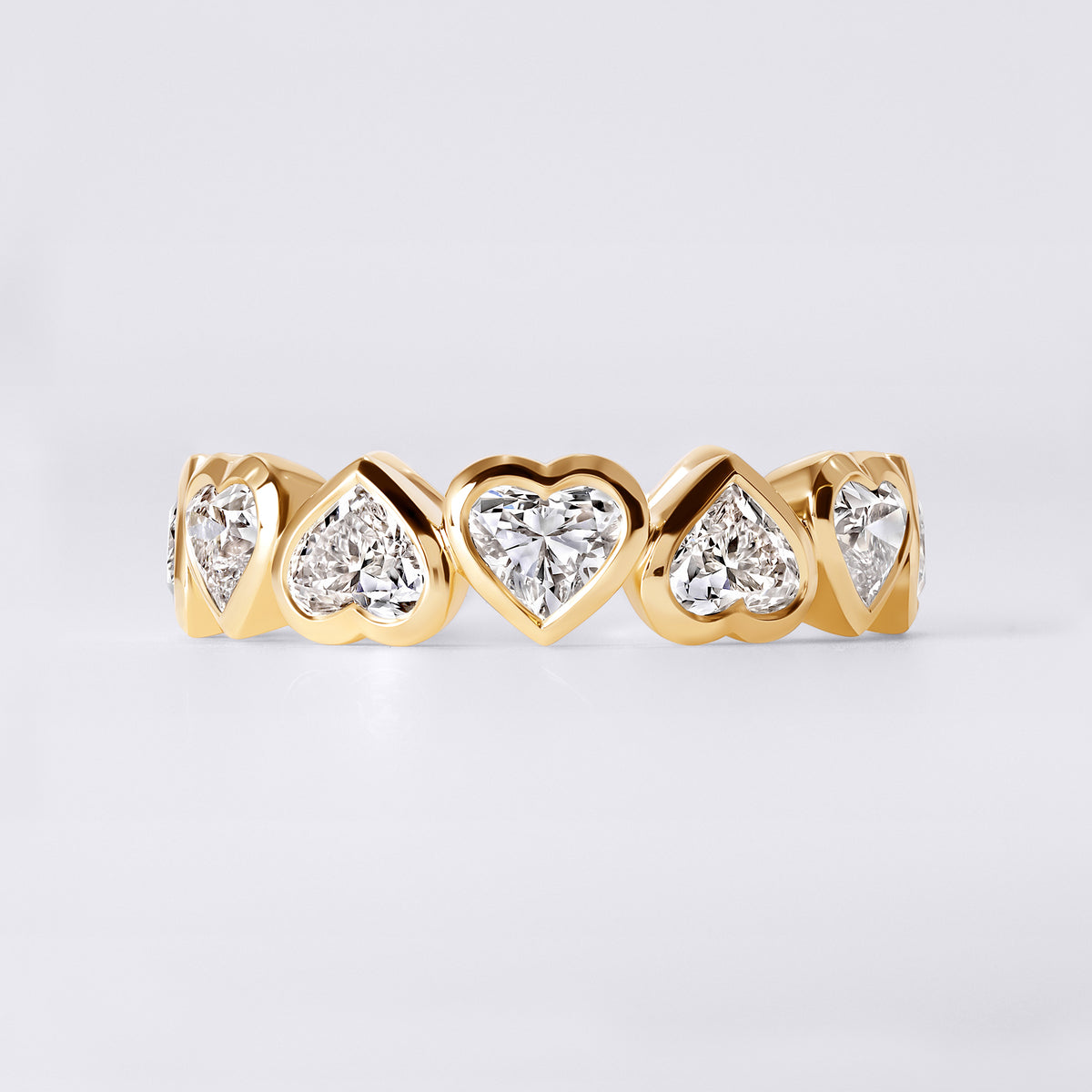 Heart Shaped Up/Down Bezel Set Eternity Band (4CTW), Yellow Gold