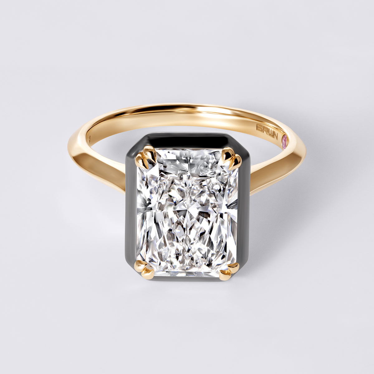 Bespoke 4.06 CTW Radiant Diamond Black Rhodium Bezel Set Engagement Ring