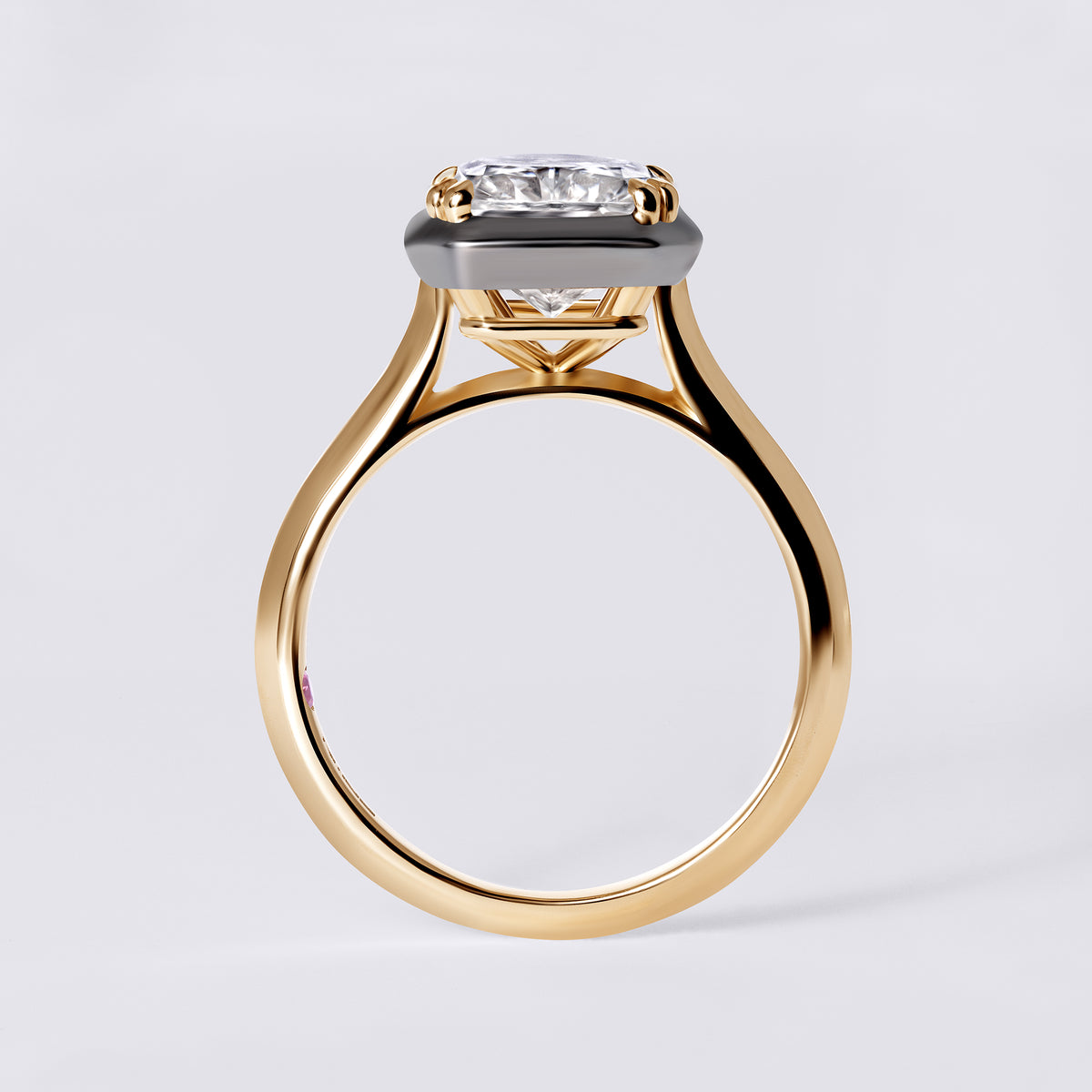 Bespoke 4.06 CTW Radiant Diamond Black Rhodium Bezel Set Engagement Ring