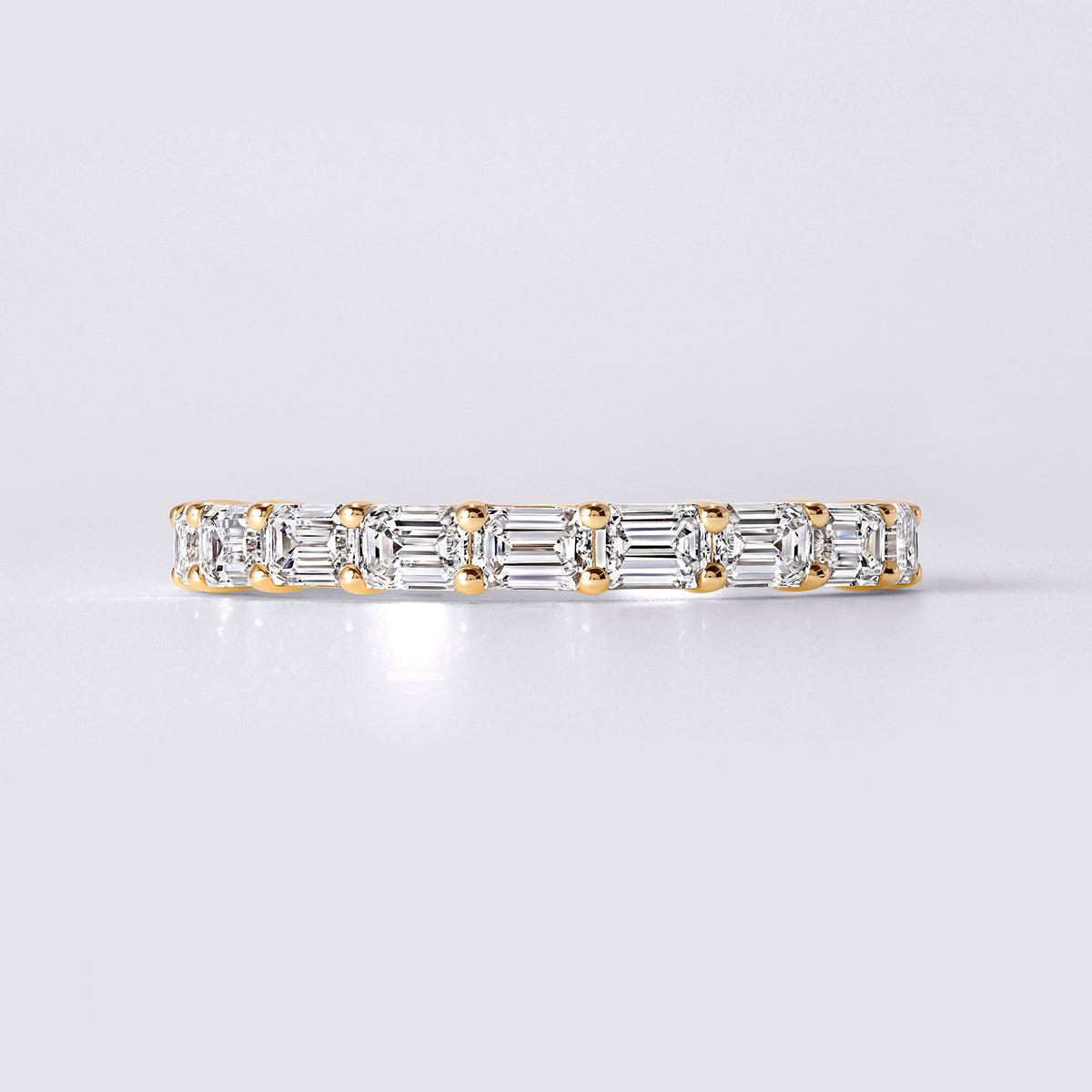 East/West Emerald Cut Half Eternity Band (7/8CTW), Yellow Gold