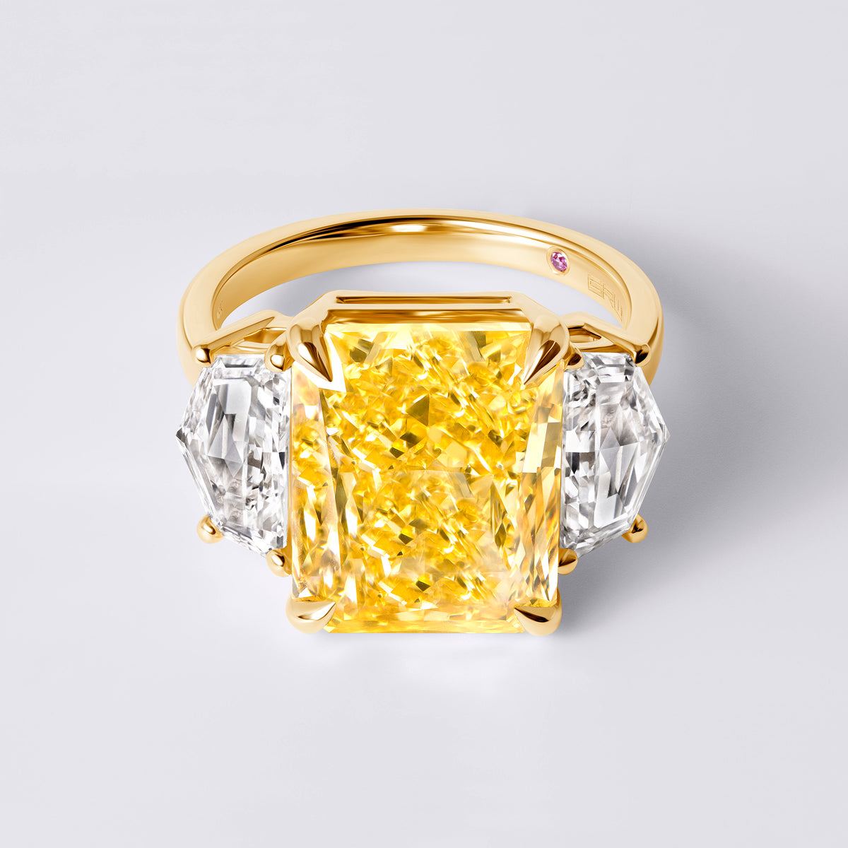 Bespoke 9.04 CTW Yellow Radiant Diamond with Cadillac Sidestones Engagement Ring