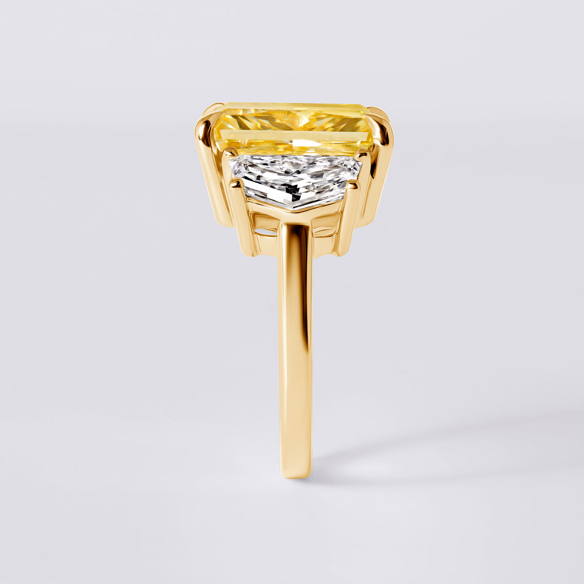 Bespoke 9.04 CTW Yellow Radiant Diamond with Cadillac Sidestones Engagement Ring