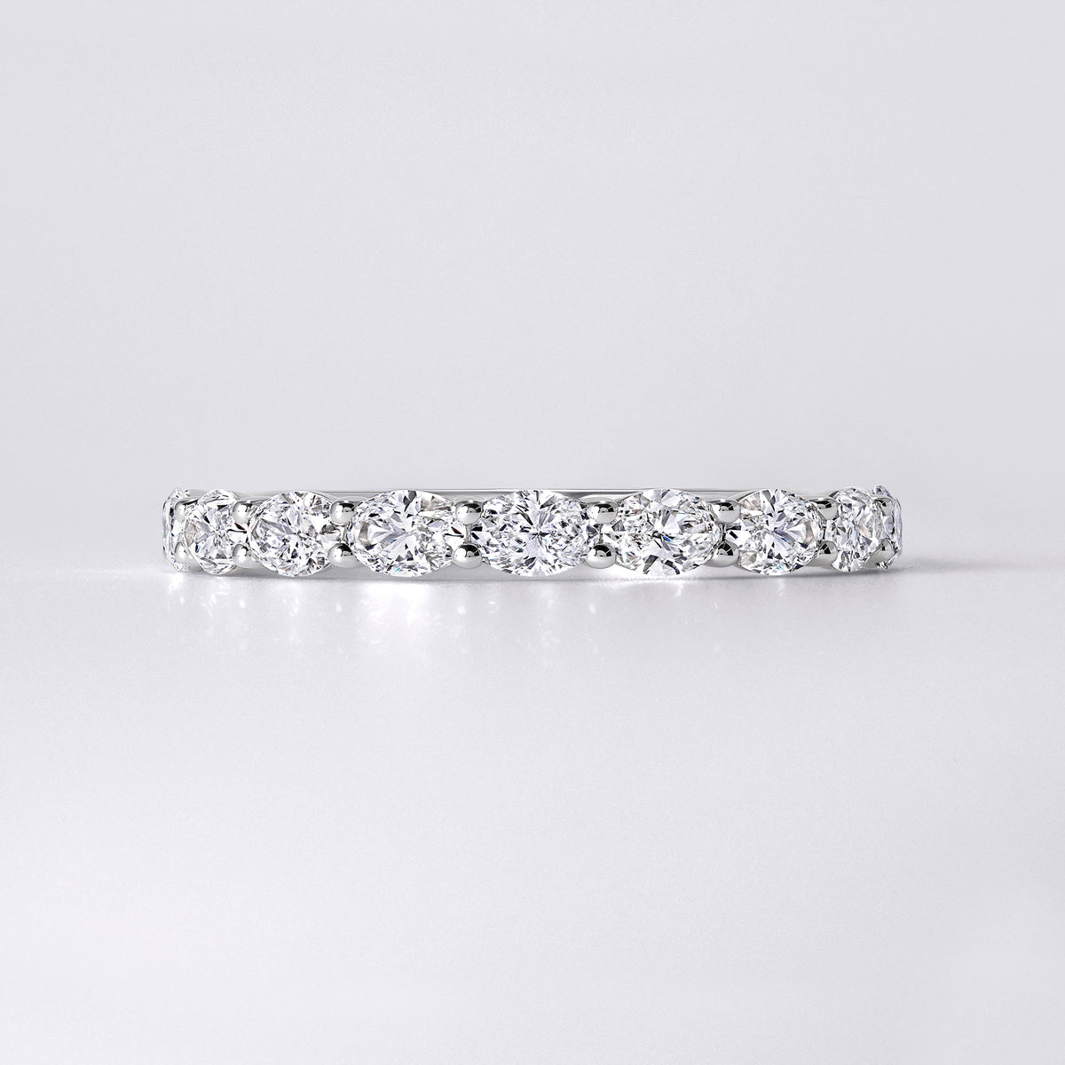 East/West Oval Half Eternity Band (7/8CTW), White Gold