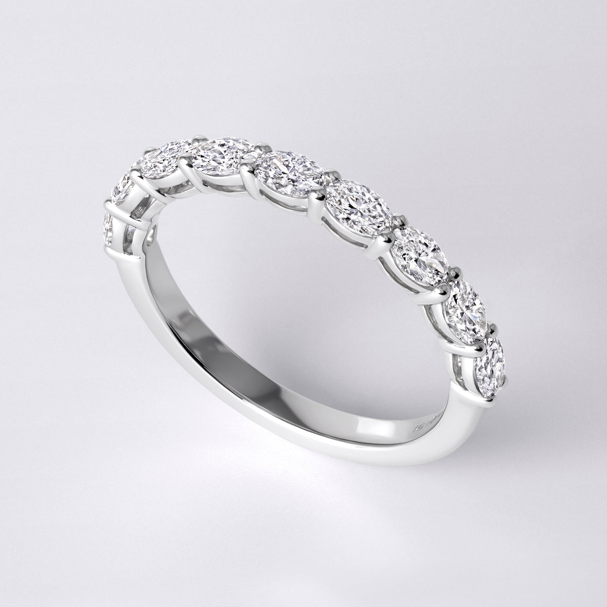 East/West Oval Half Eternity Band (7/8CTW), White Gold