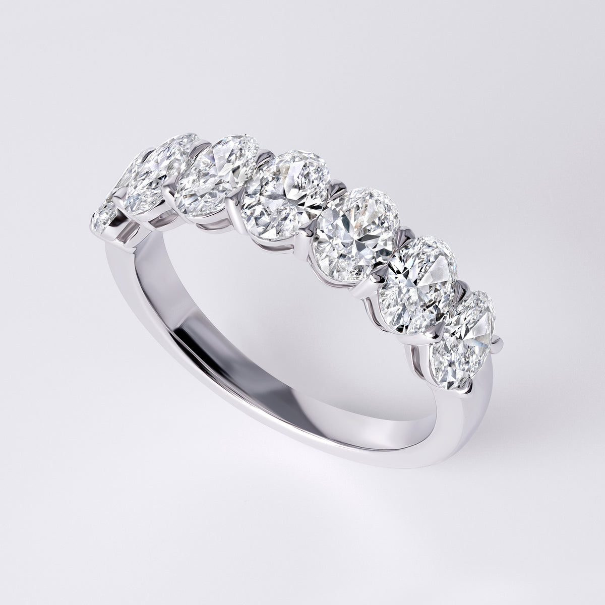 Oval 7 Stone Half Eternity Band (2 1/5CTW), White Gold