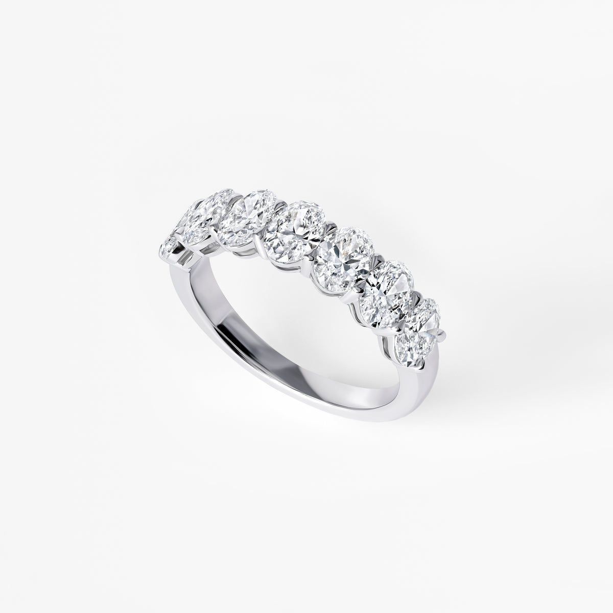 Oval Diamond Seven Stone Half Eternity Band