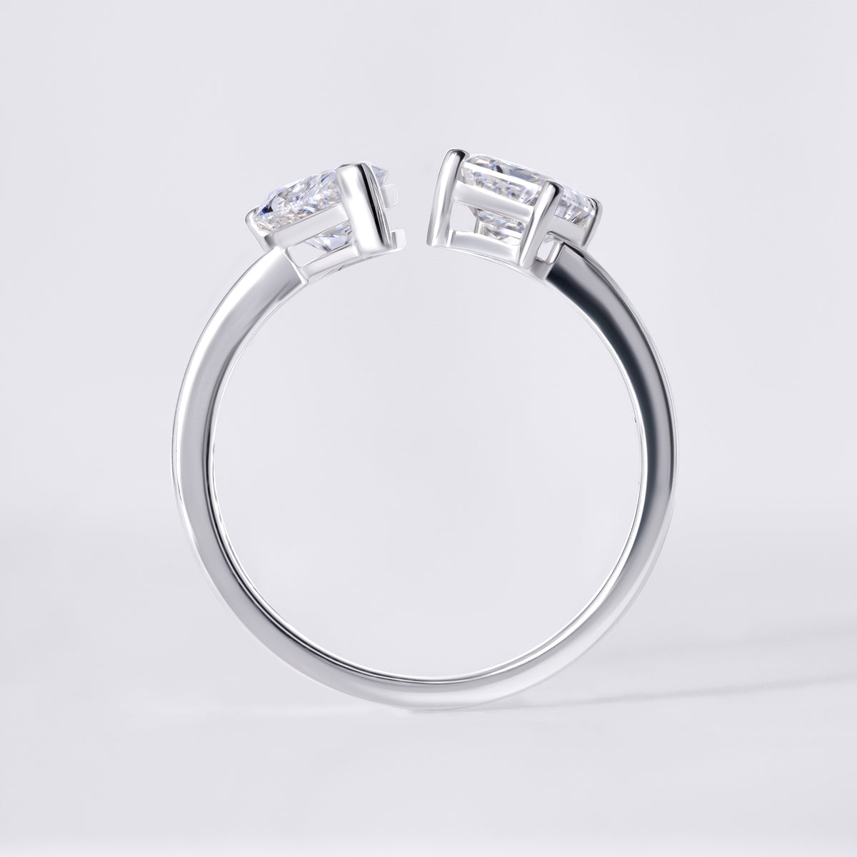 Pear and Emerald Cut Diamond Toi et Moi Ring