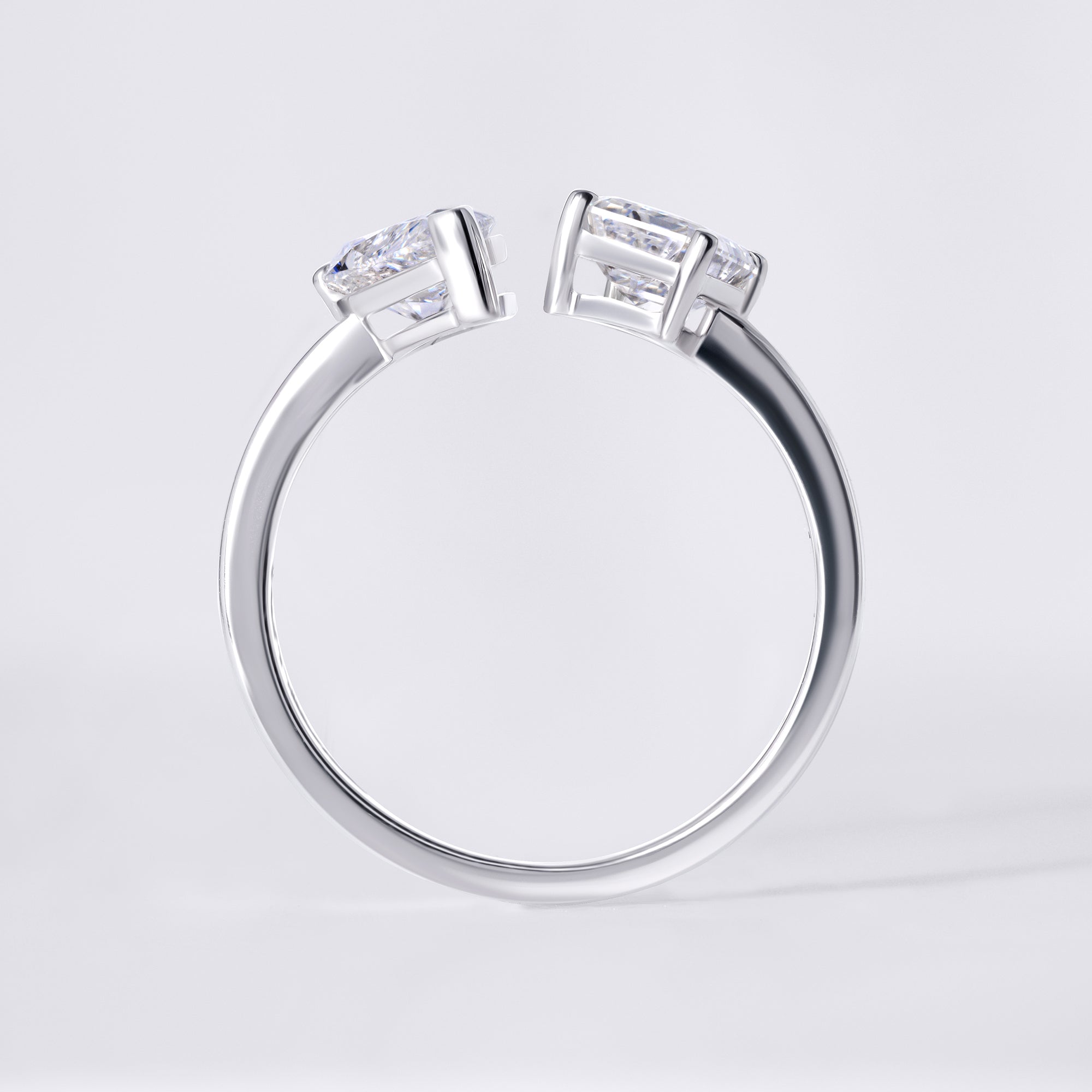 Pear and Emerald Cut Diamond Toi et Moi Ring