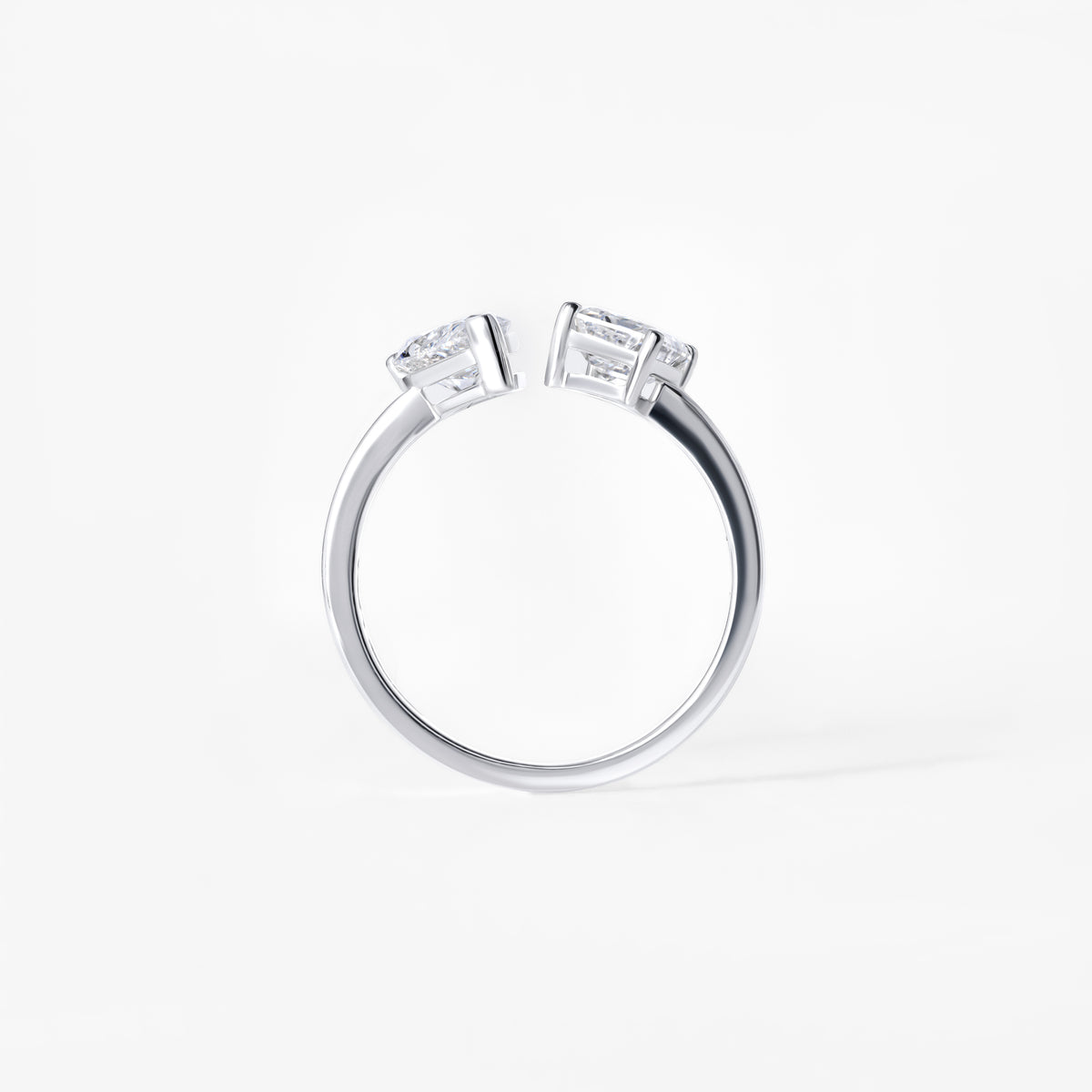 Pear and Emerald Cut Diamond Toi et Moi Ring