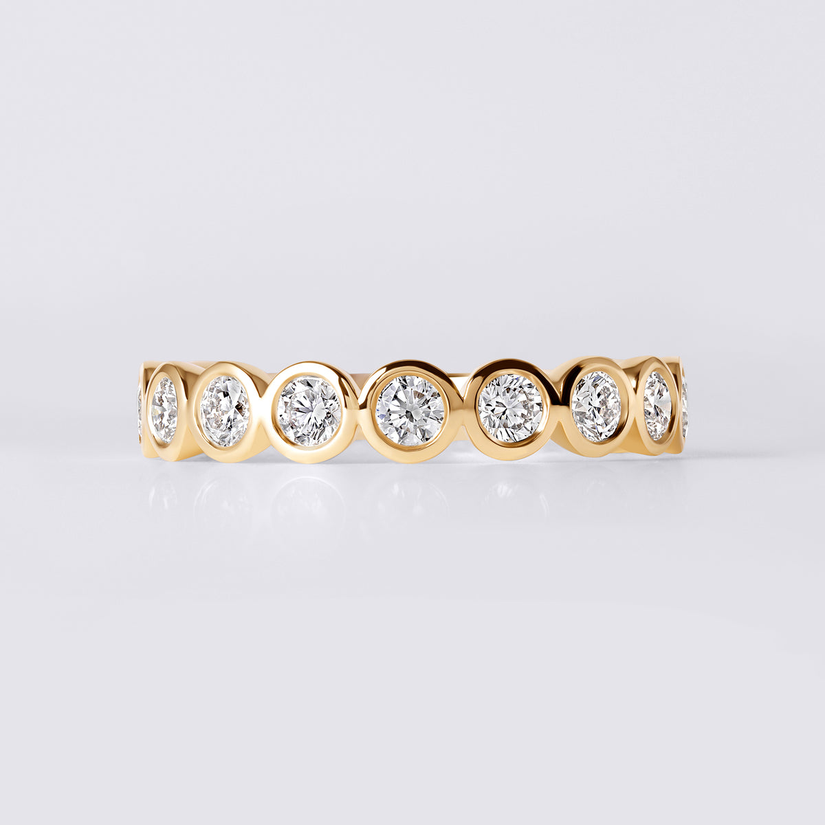 Round Bezel Set 3/4 Eternity Band (1CTW), Yellow Gold