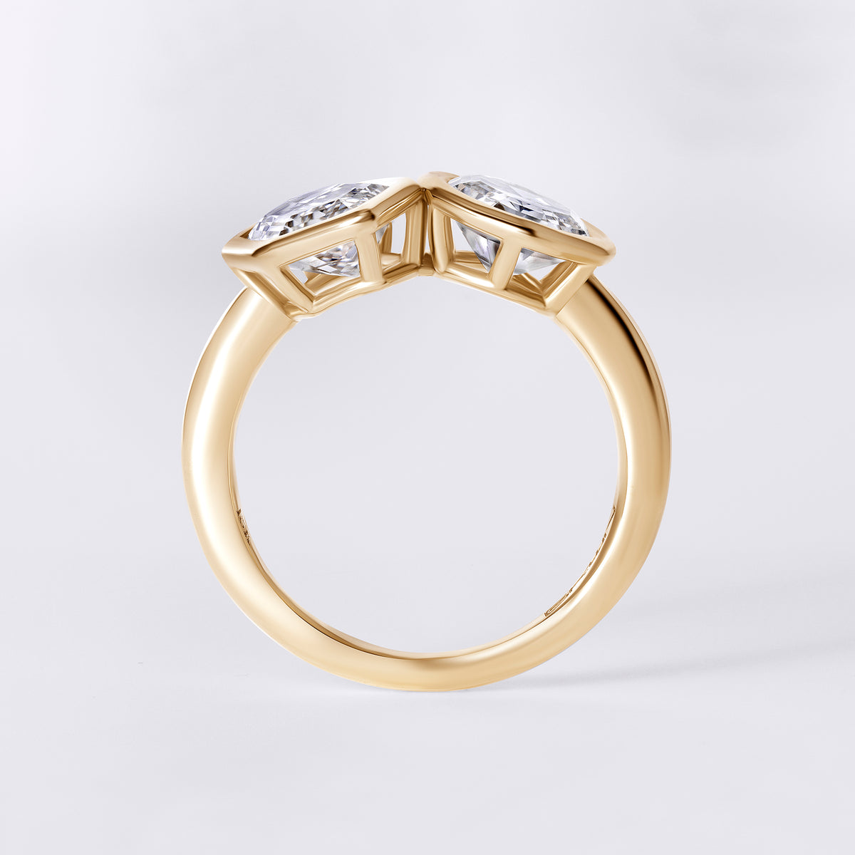 Bespoke Toi et Moi (4.26CTW) Soleil Hexagon and Oval Ring, Yellow Gold