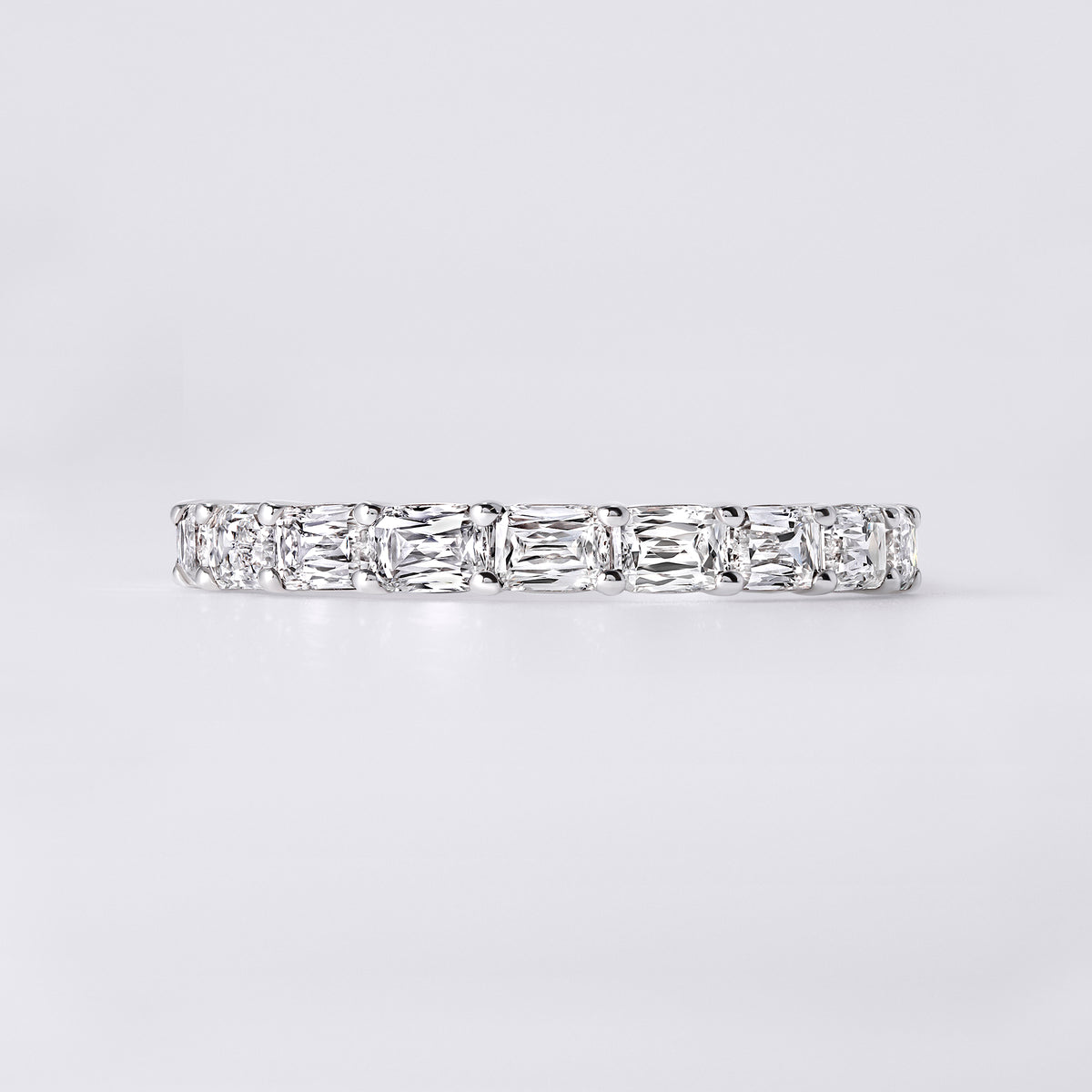East/West Emerald Cut Half Eternity Band (7/8CTW), White Gold