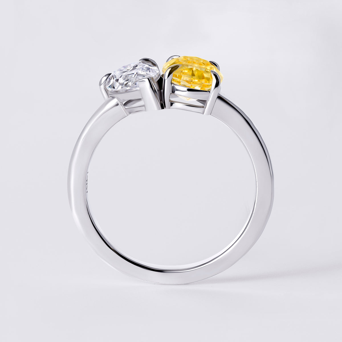 Bespoke Toi Et Moi (2.61CTW) Yellow Oval and White Pear, White Gold