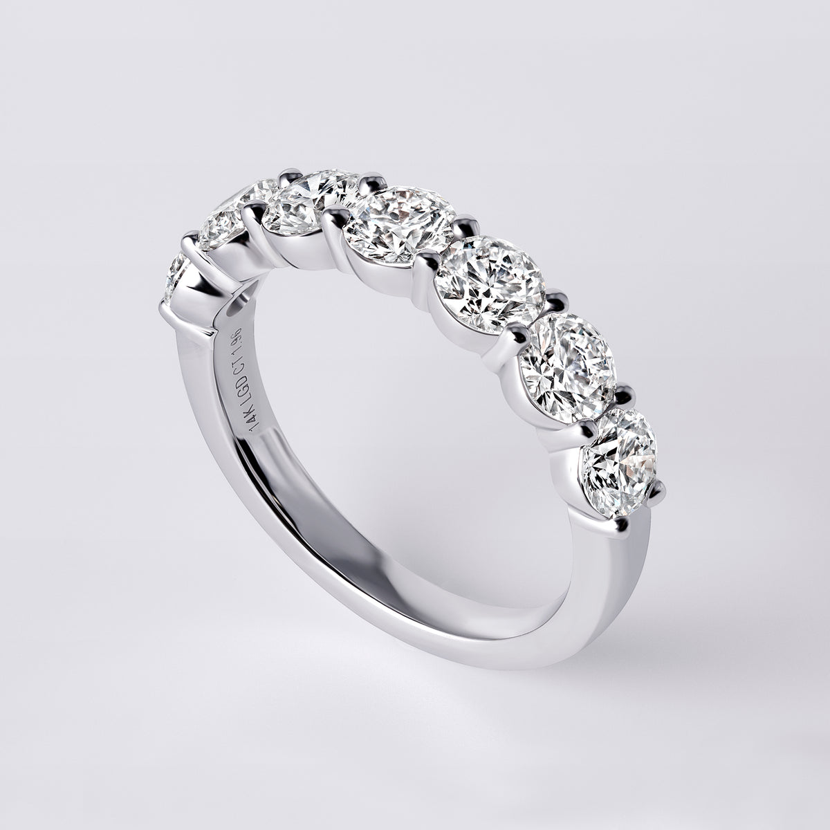 Round Brilliant 7 Stone Half Eternity Band (2CTW), White Gold