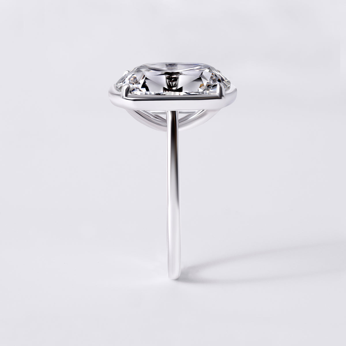 Bespoke Antique Cushion (7.02CTW) Bezel & Prong Set Ring, Platinum and White Gold