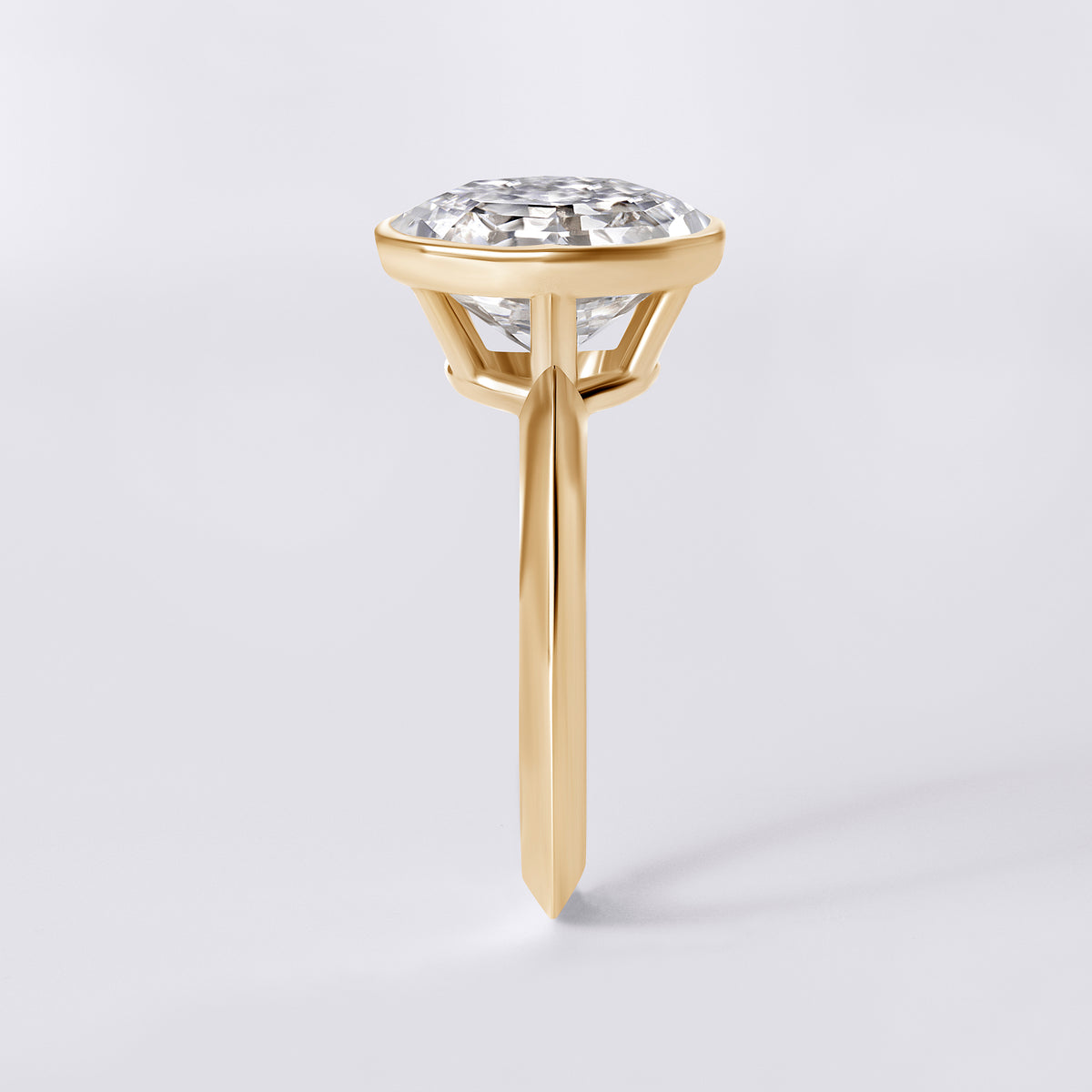 Bespoke Round Soleil (5.5CTW) Bezel Set Ring, Yellow Gold