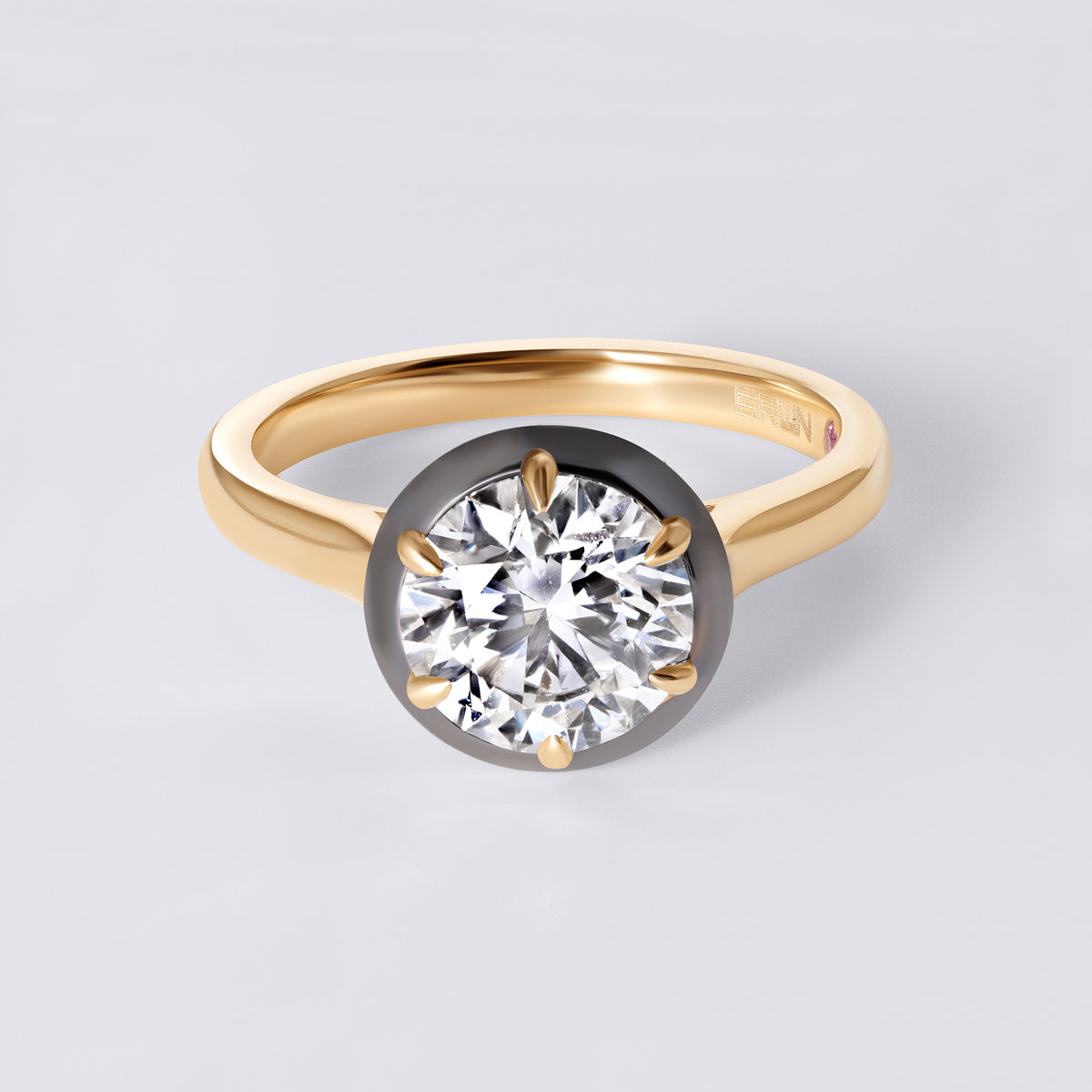 Bespoke 2.00 CTW Round Diamond Black Rhodium Bezel Set Engagement Ring