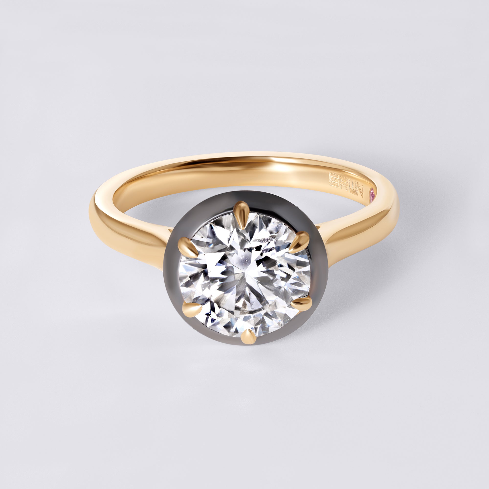 Bespoke 2.00 CTW Round Diamond Black Rhodium Bezel Set Engagement Ring