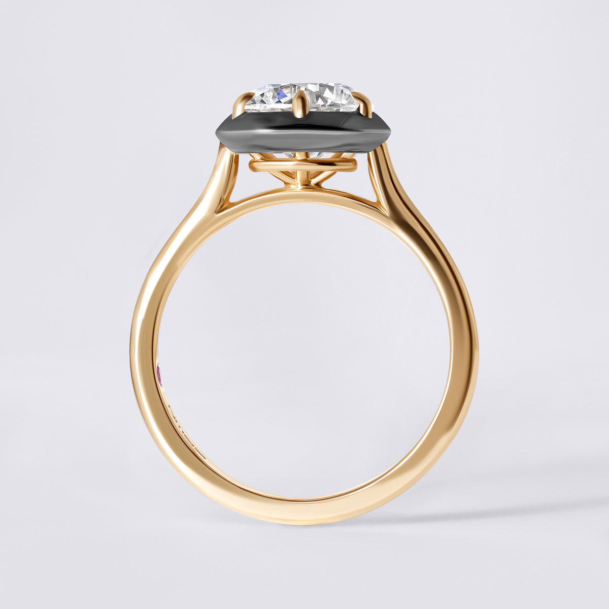 Bespoke 2.00 CTW Round Diamond Black Rhodium Bezel Set Engagement Ring