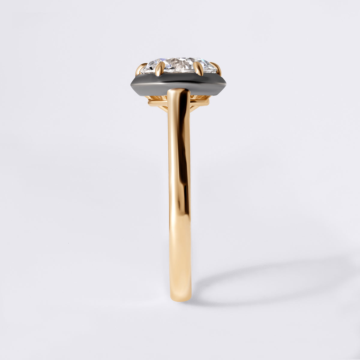 Bespoke 2.00 CTW Round Diamond Black Rhodium Bezel Set Engagement Ring