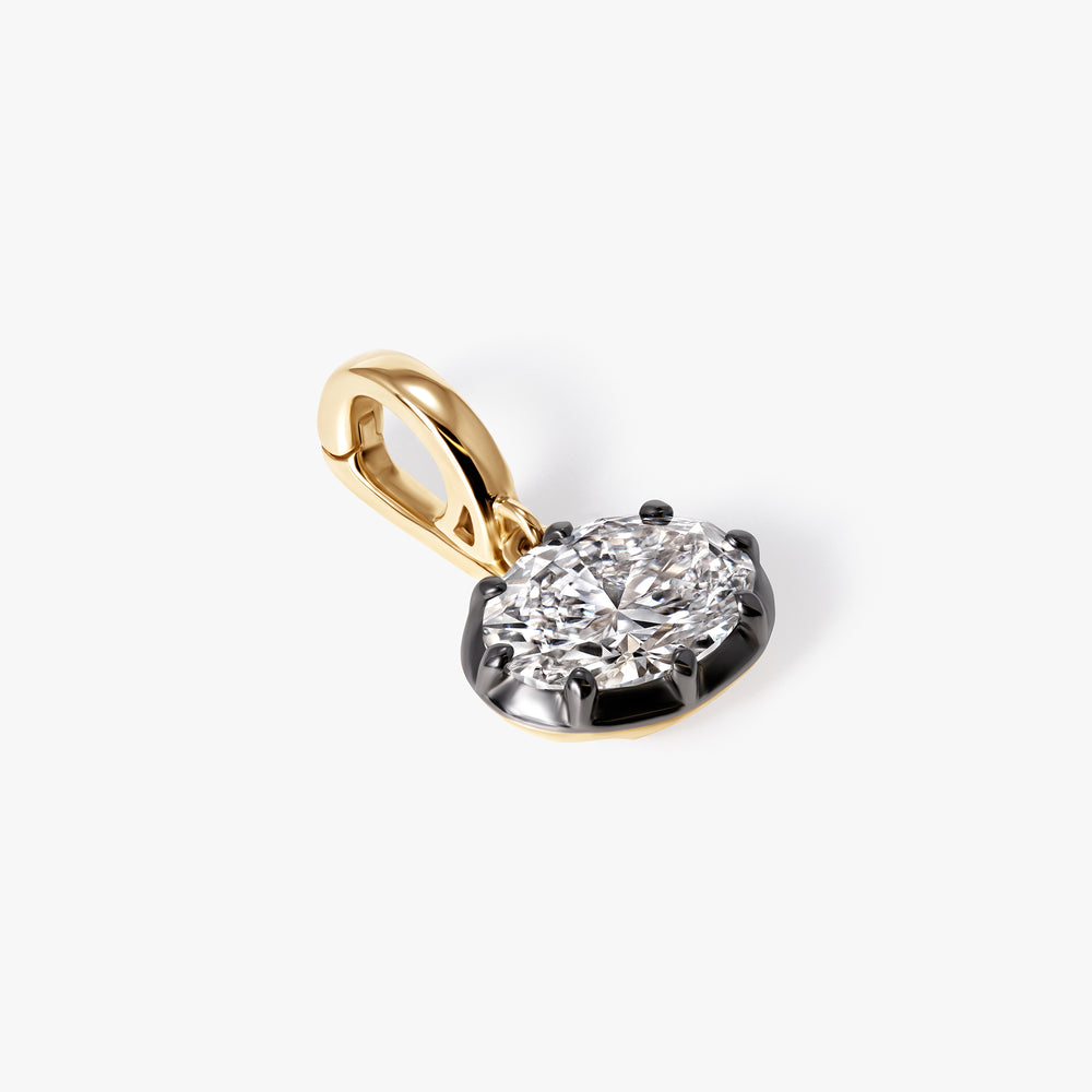 Oval Diamond East/West Black Rhodium Pendant