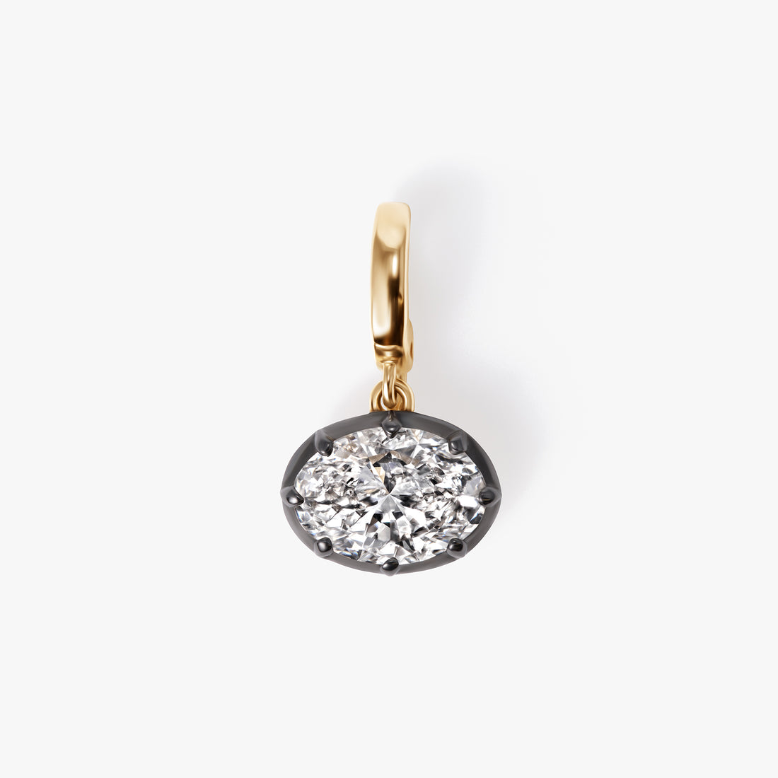 Oval Diamond East/West Black Rhodium Pendant