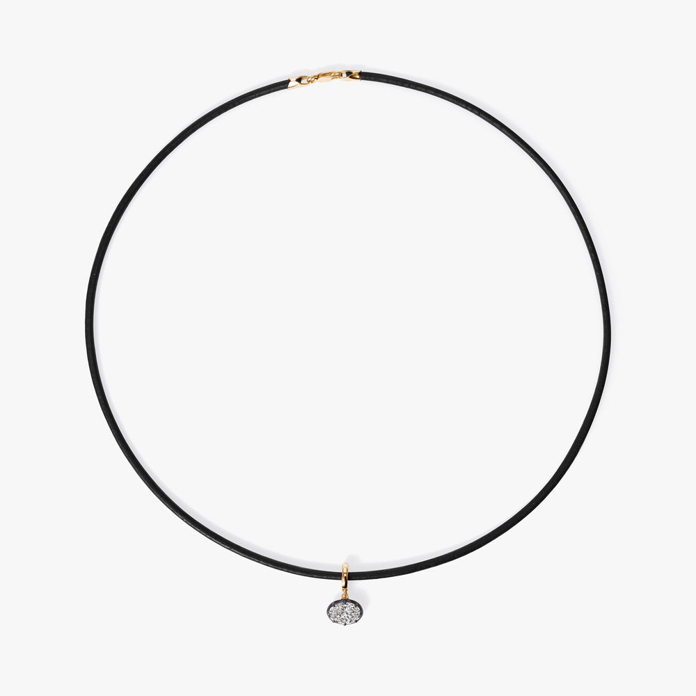 Oval Diamond East/West Black Rhodium Pendant