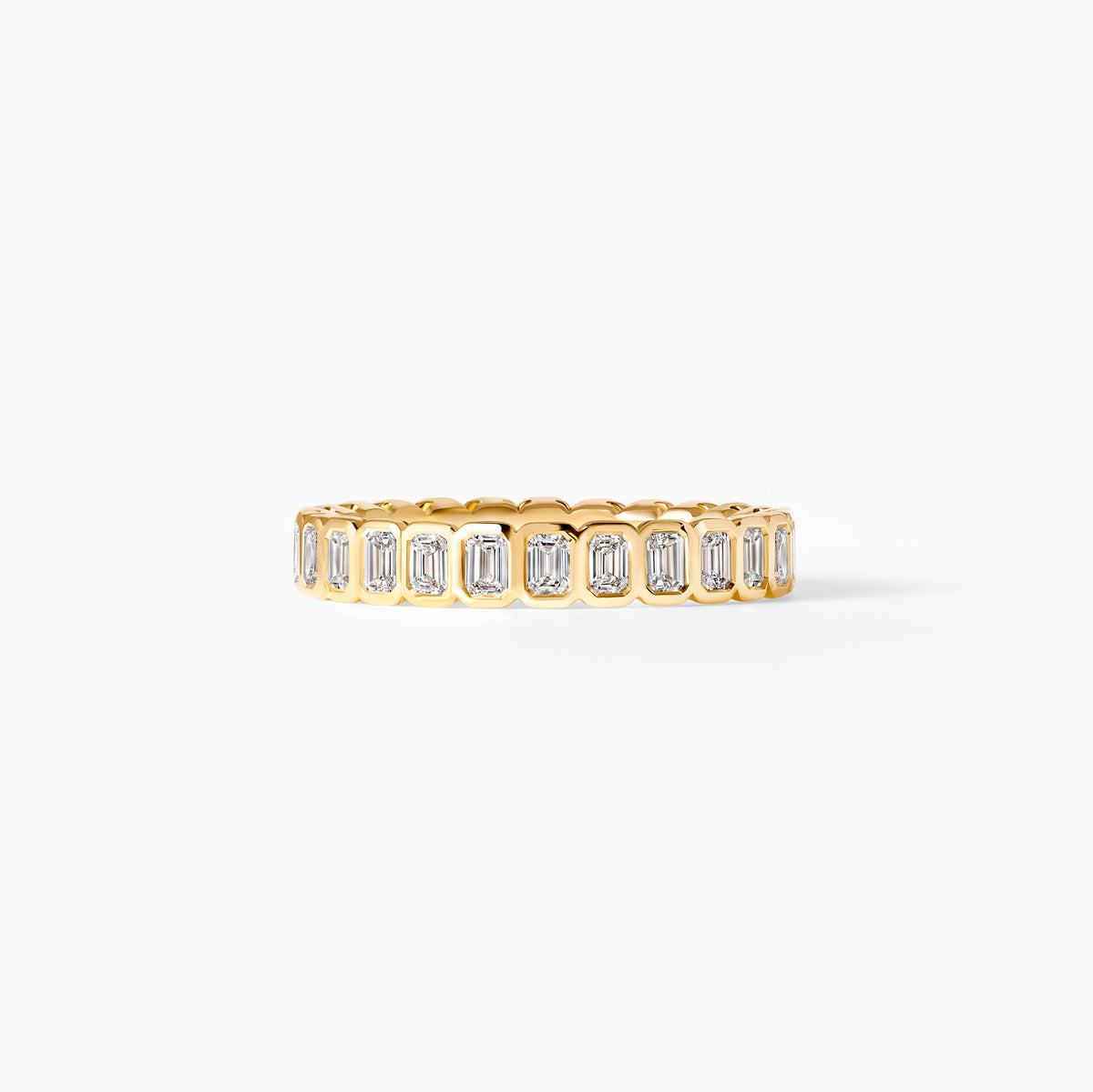 Emerald Cut Diamond Bezel Set Eternity Band