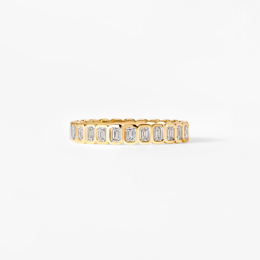Emerald Cut Diamond Bezel Set Eternity Band