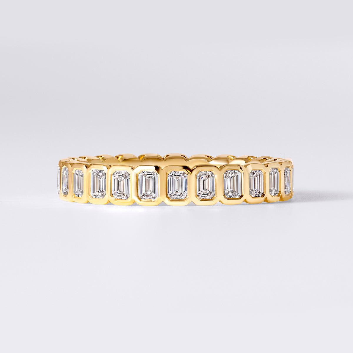 Emerald Bezel Eternity Band, Yellow Gold