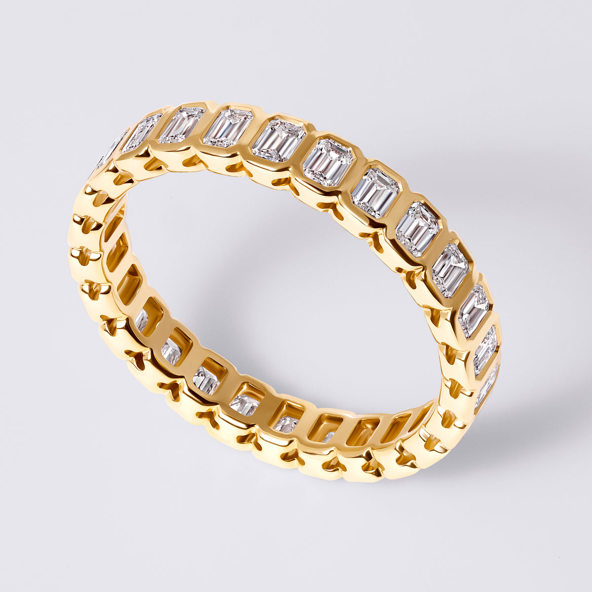 Emerald Bezel Eternity Band, Yellow Gold