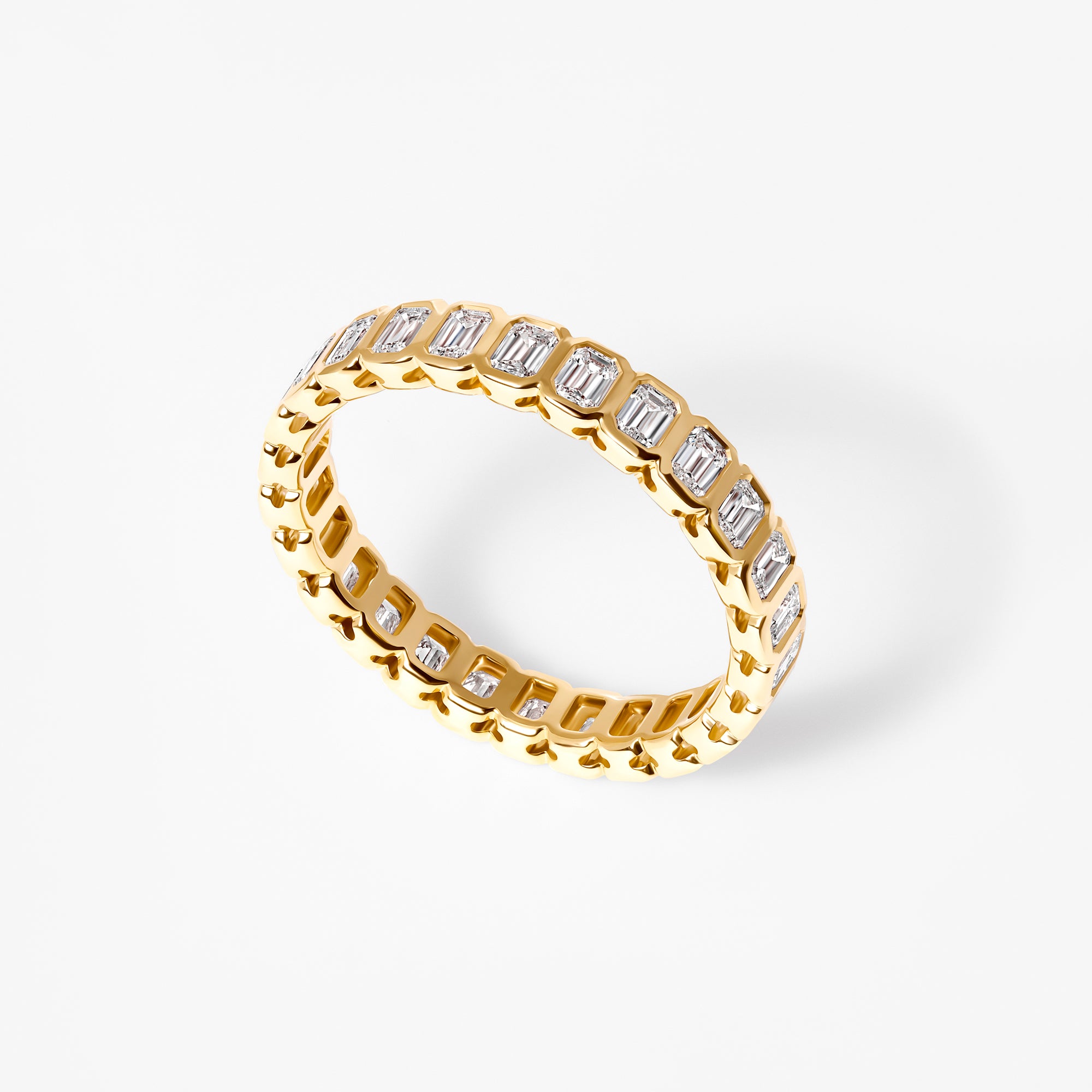 Emerald Cut Diamond Bezel Set Eternity Band