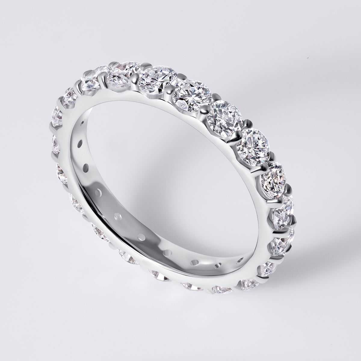 Round Stacking Eternity Band, White Gold