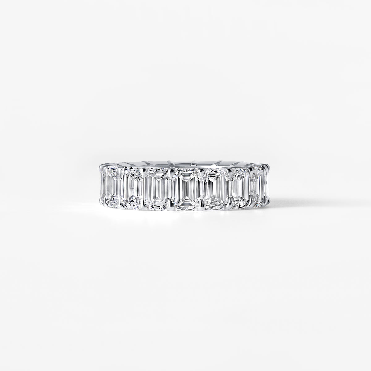 Emerald Diamond Shared Prong Eternity Band