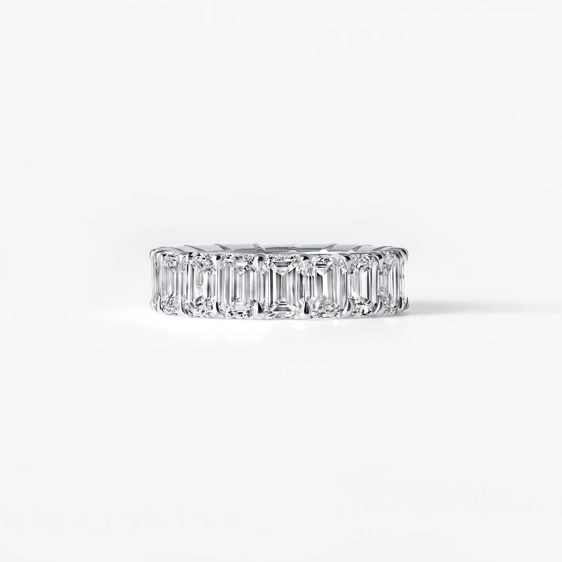 Emerald Diamond Shared Prong Eternity Band