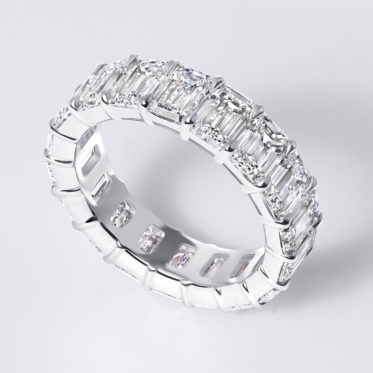 Emerald Eternity Band, White Gold