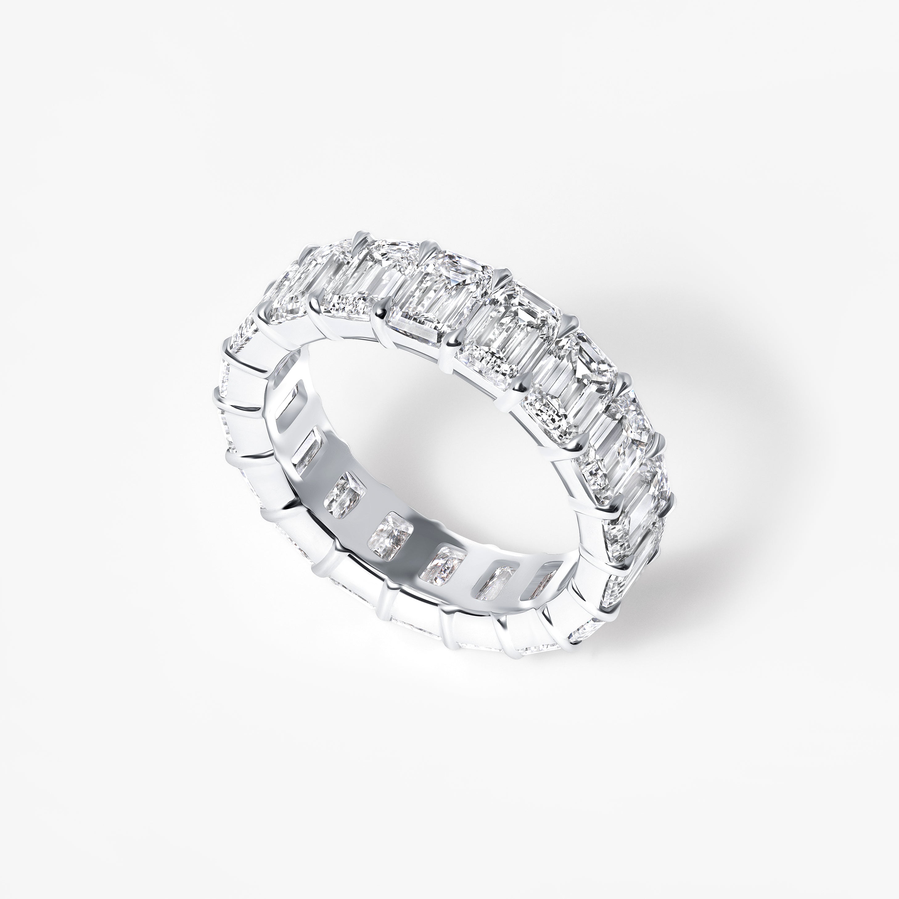 Emerald Diamond Shared Prong Eternity Band