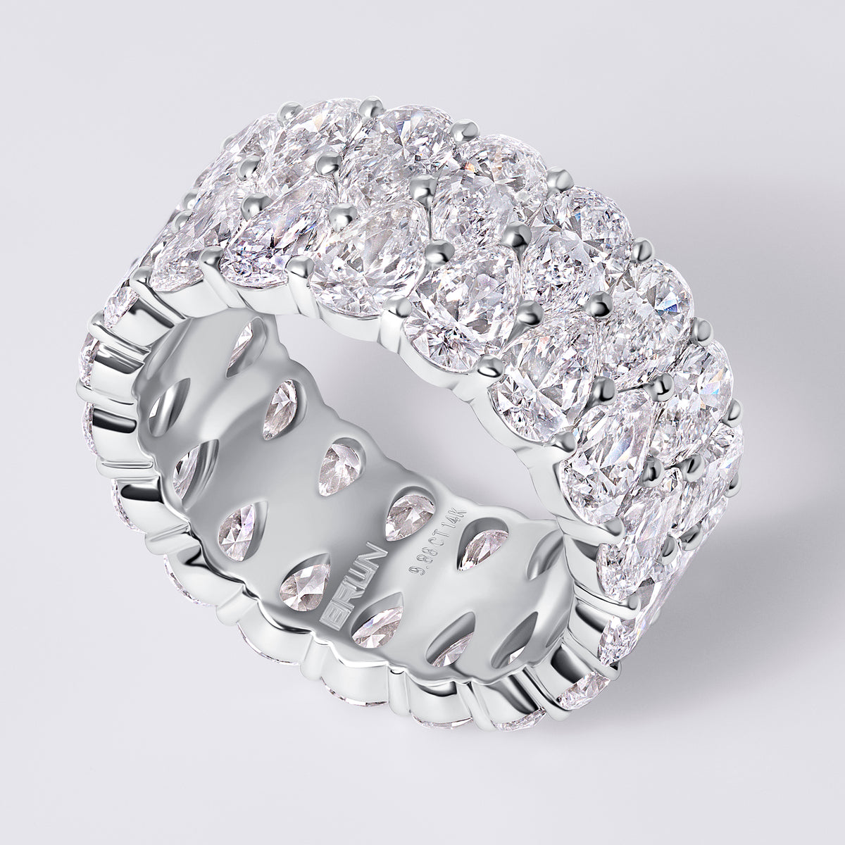 Double Row Pear Eternity Band, White Gold