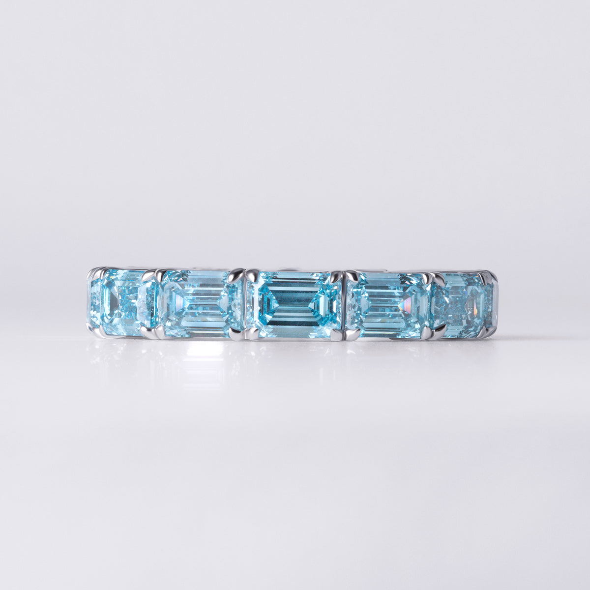 Blue East/West Emerald Eternity Band (6CTW), White Gold