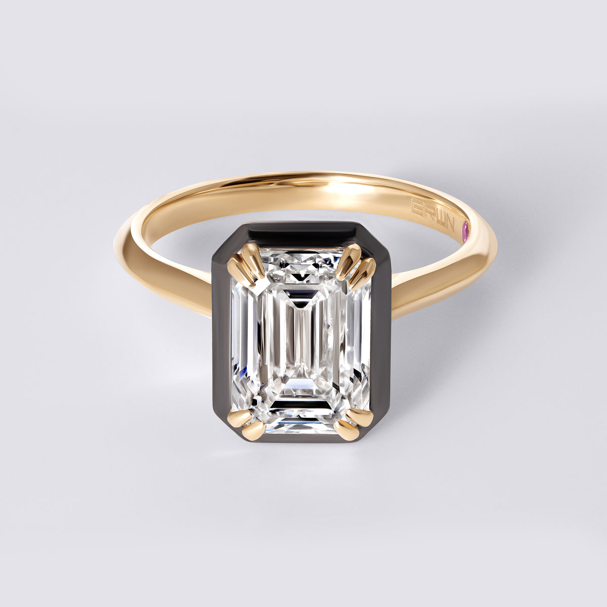 Bespoke 3.00 CTW Emerald Cut Diamond Bezel Set Engagement Ring