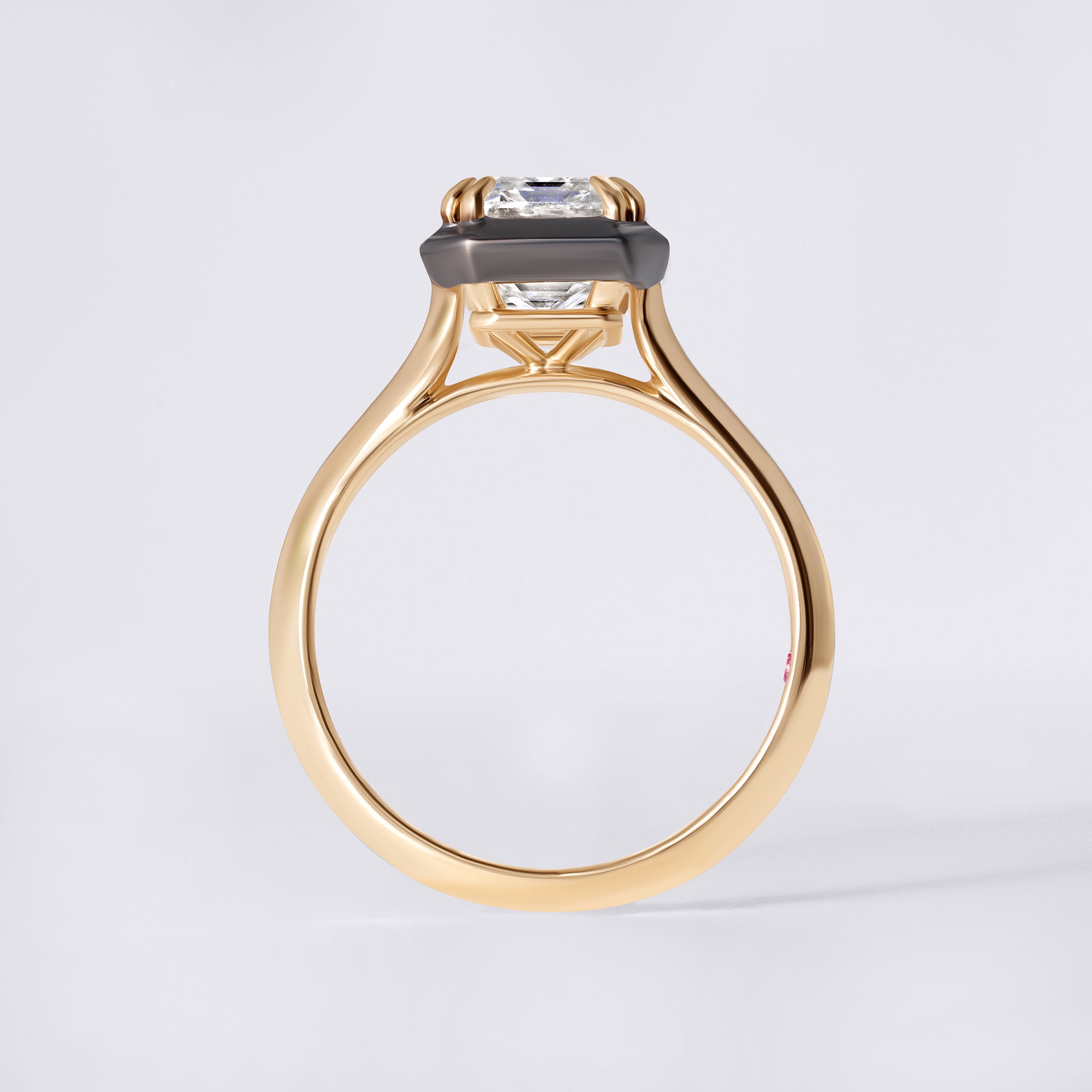 Bespoke 3.00 CTW Emerald Cut Diamond Bezel Set Engagement Ring