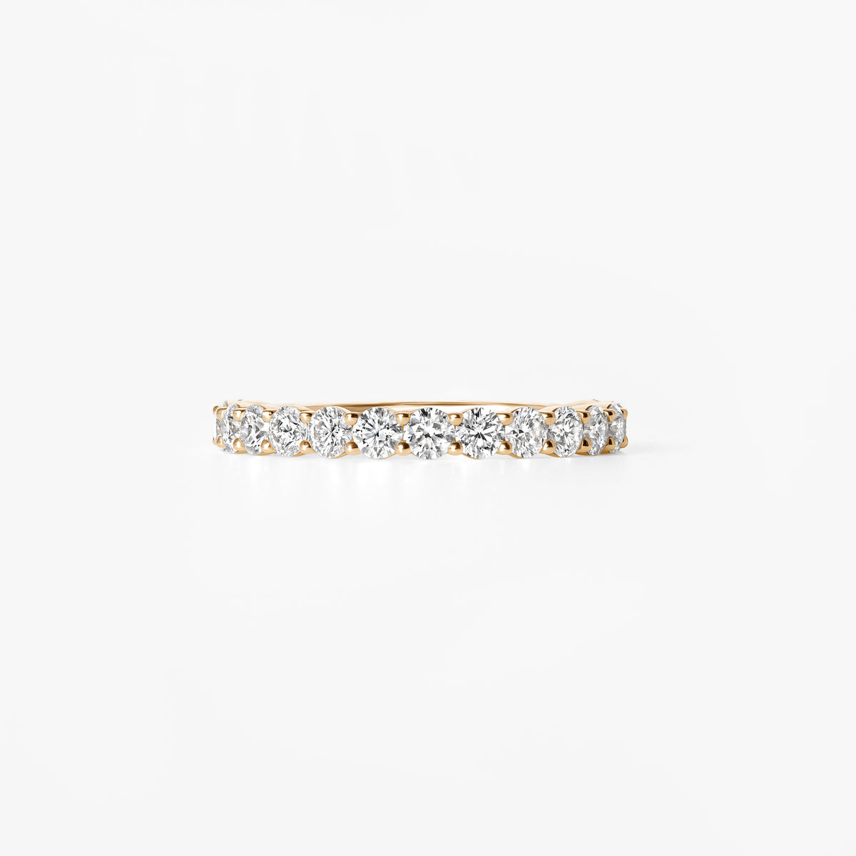 Round Diamond Shared Prong Set Three Quarter Eternity Band