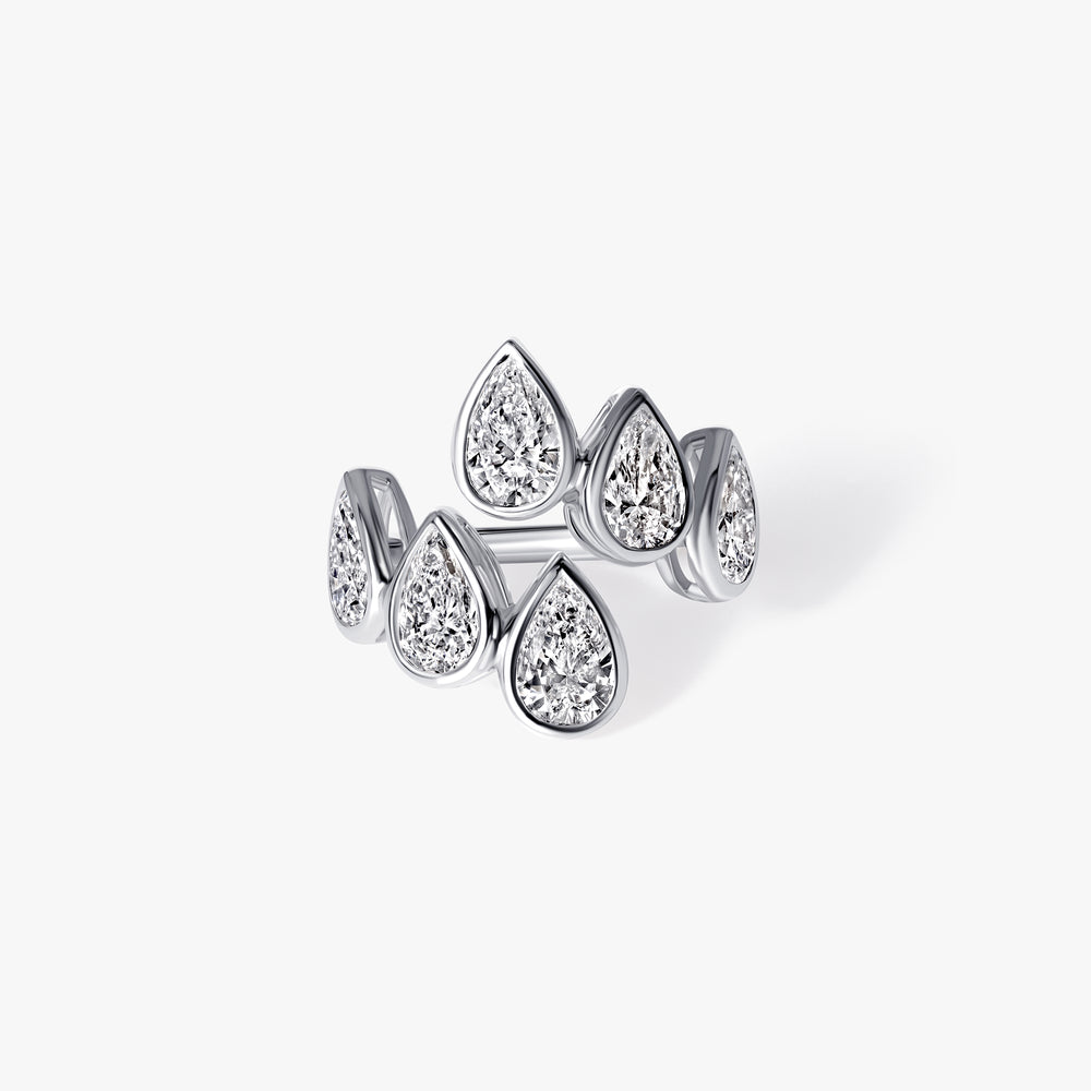 Pear Diamond Bezel Open Ring