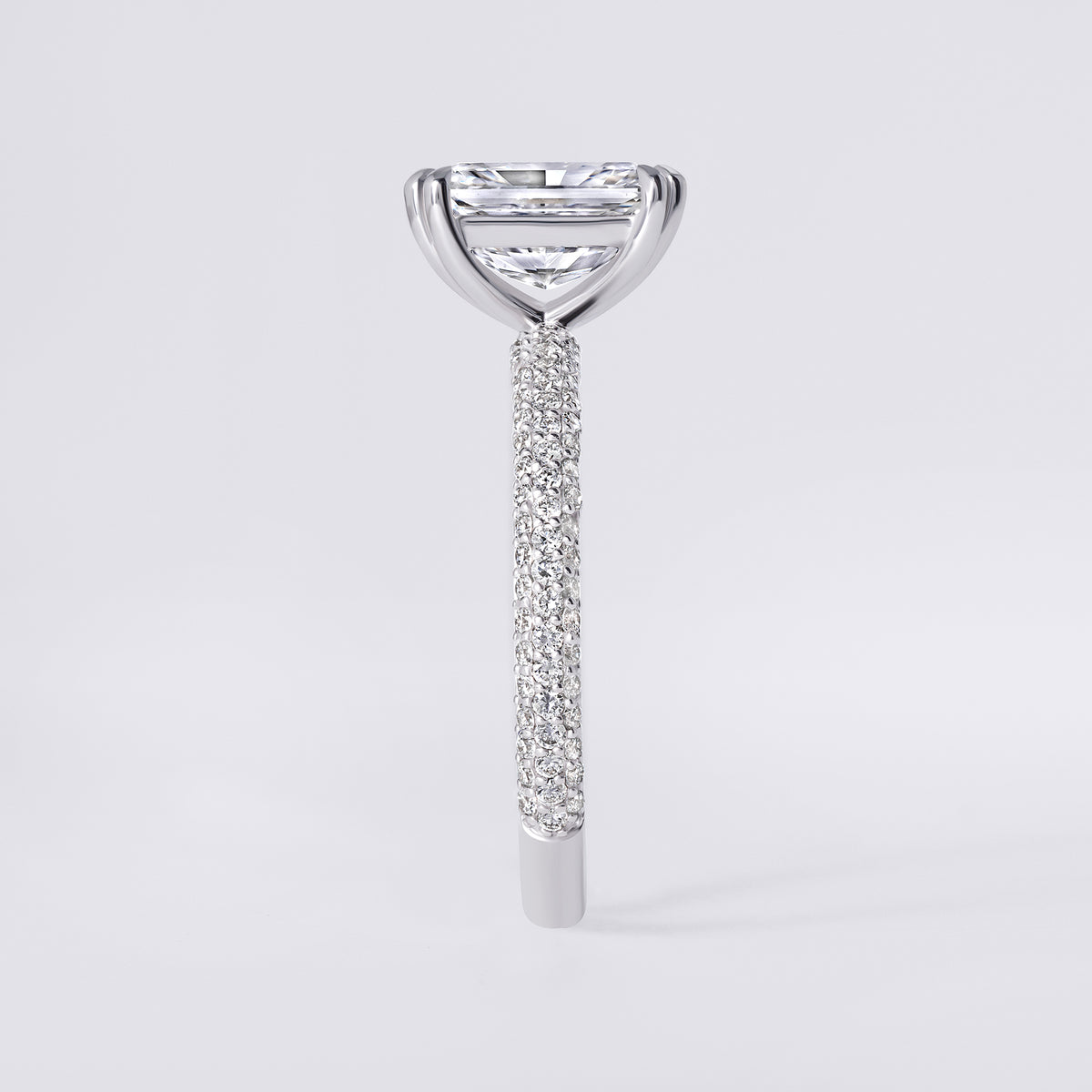 Luna 2.01 CTW Elongated Cushion Three Row Pavé Engagement Ring