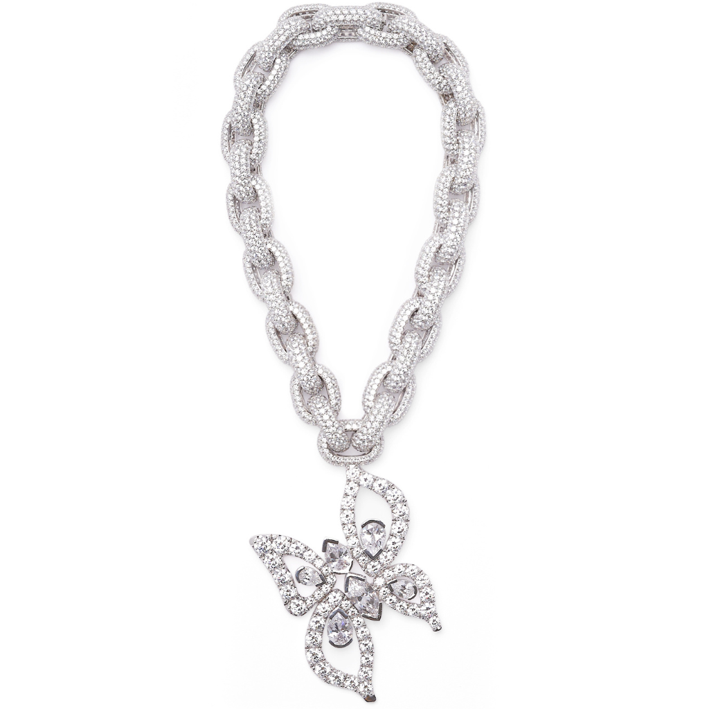 Metamorphosis Couture  Diamond Pave' Chocker W/ Butterfly