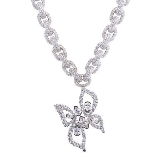 Metamorphosis Couture  Diamond Pave' Chocker W/ Butterfly