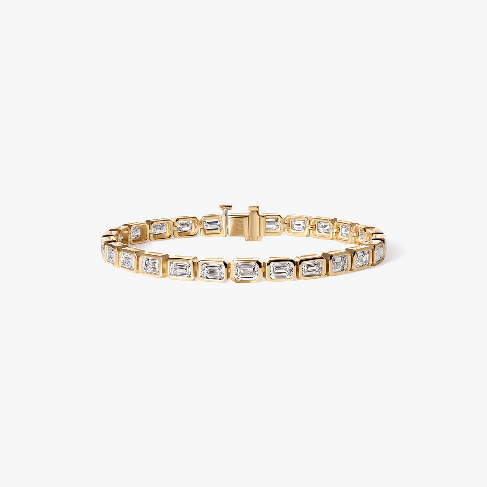 Emerald Diamond East West Bezel Tennis Bracelet